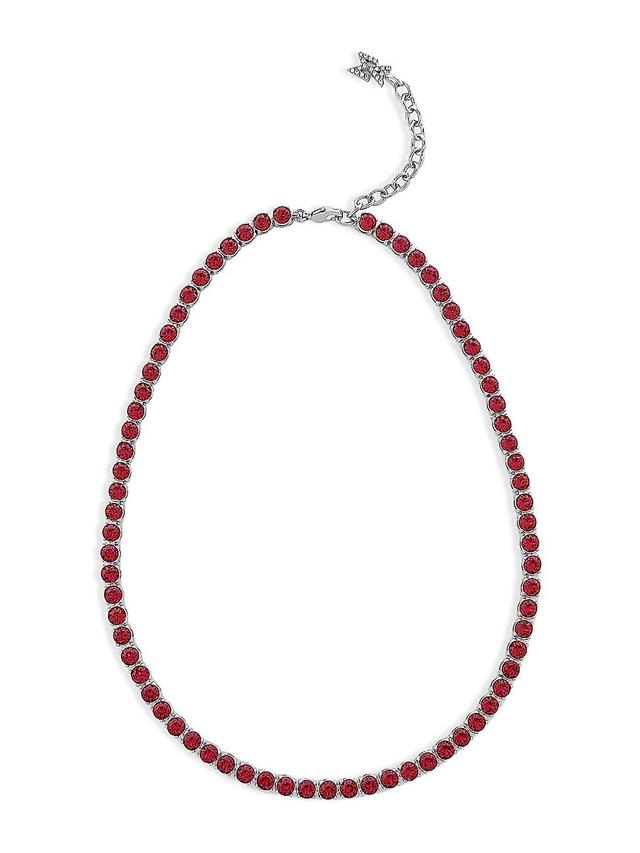 Womens Silvertone & Glass Crystal Tennis Necklace Product Image