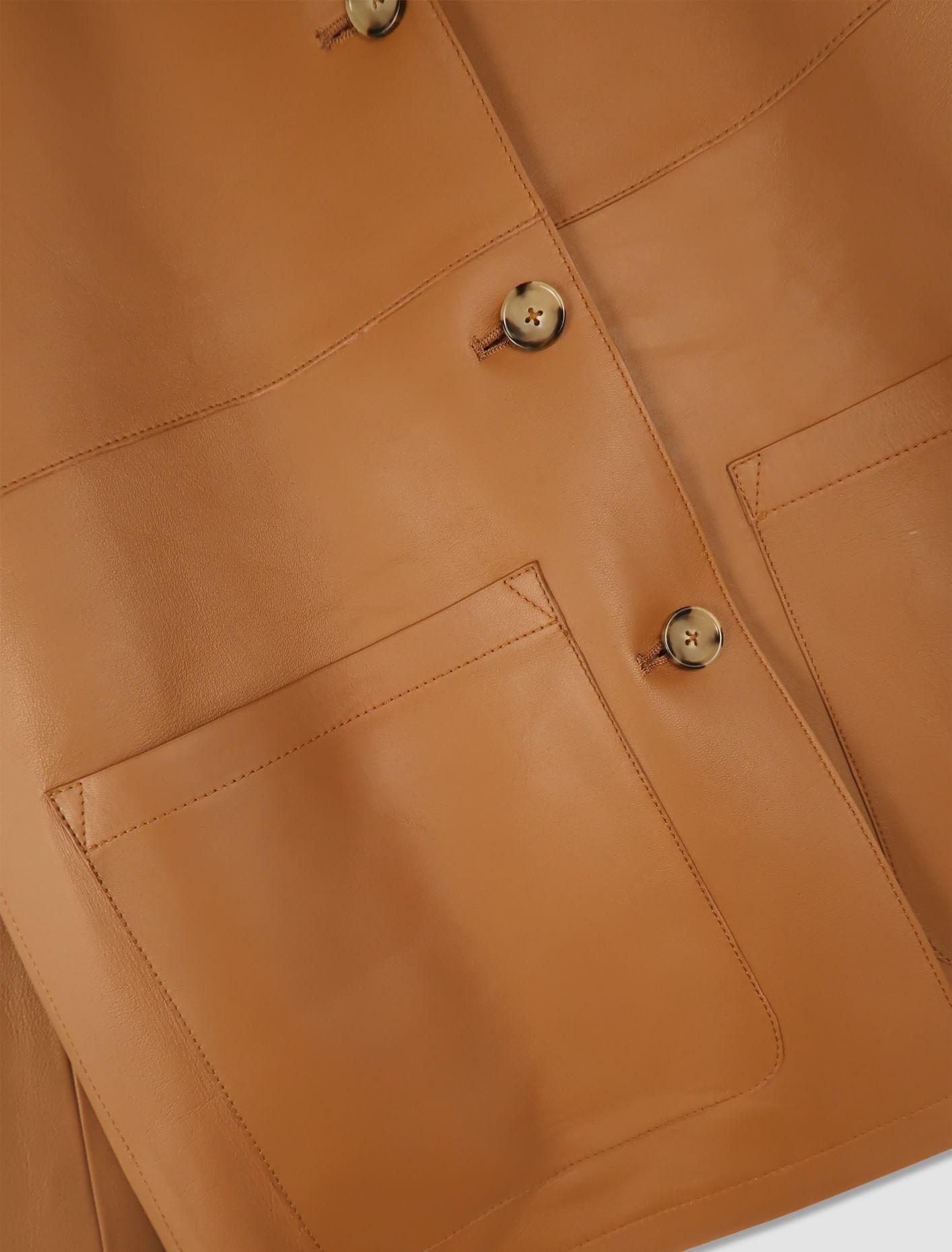 Clean Leather Jacket In Brown Product Image