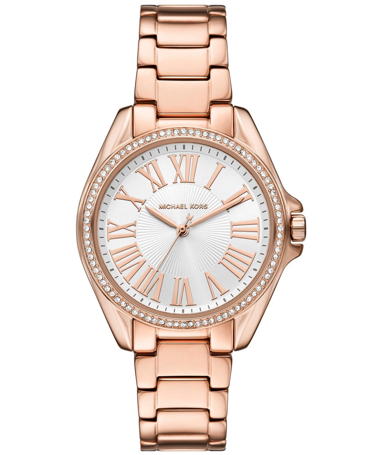 Michael Kors Womens Kacie Three-Hand Rose Gold-Tone Stainless Steel Bracelet Watch Product Image