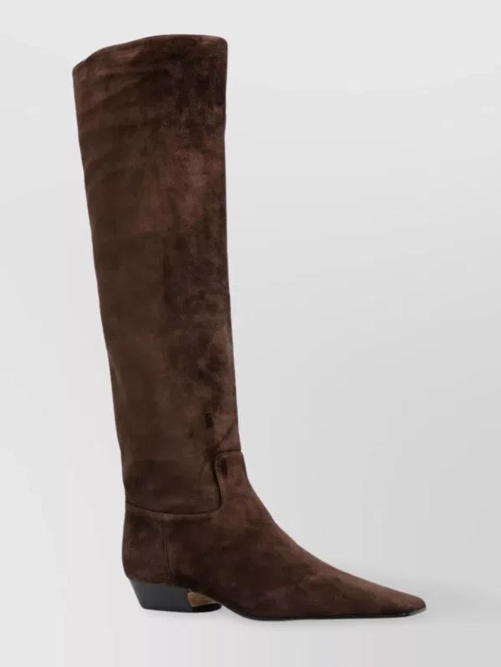 25mm Marfa Suede Tall Boots In Dark Brown Product Image