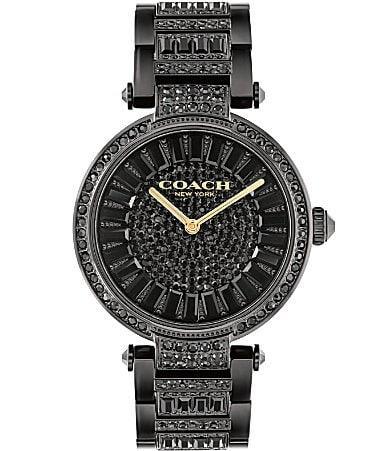 COACH Womens Cary Crystal Pave Quartz Analog Black Tone Stainless Steel Bracelet Watch Product Image