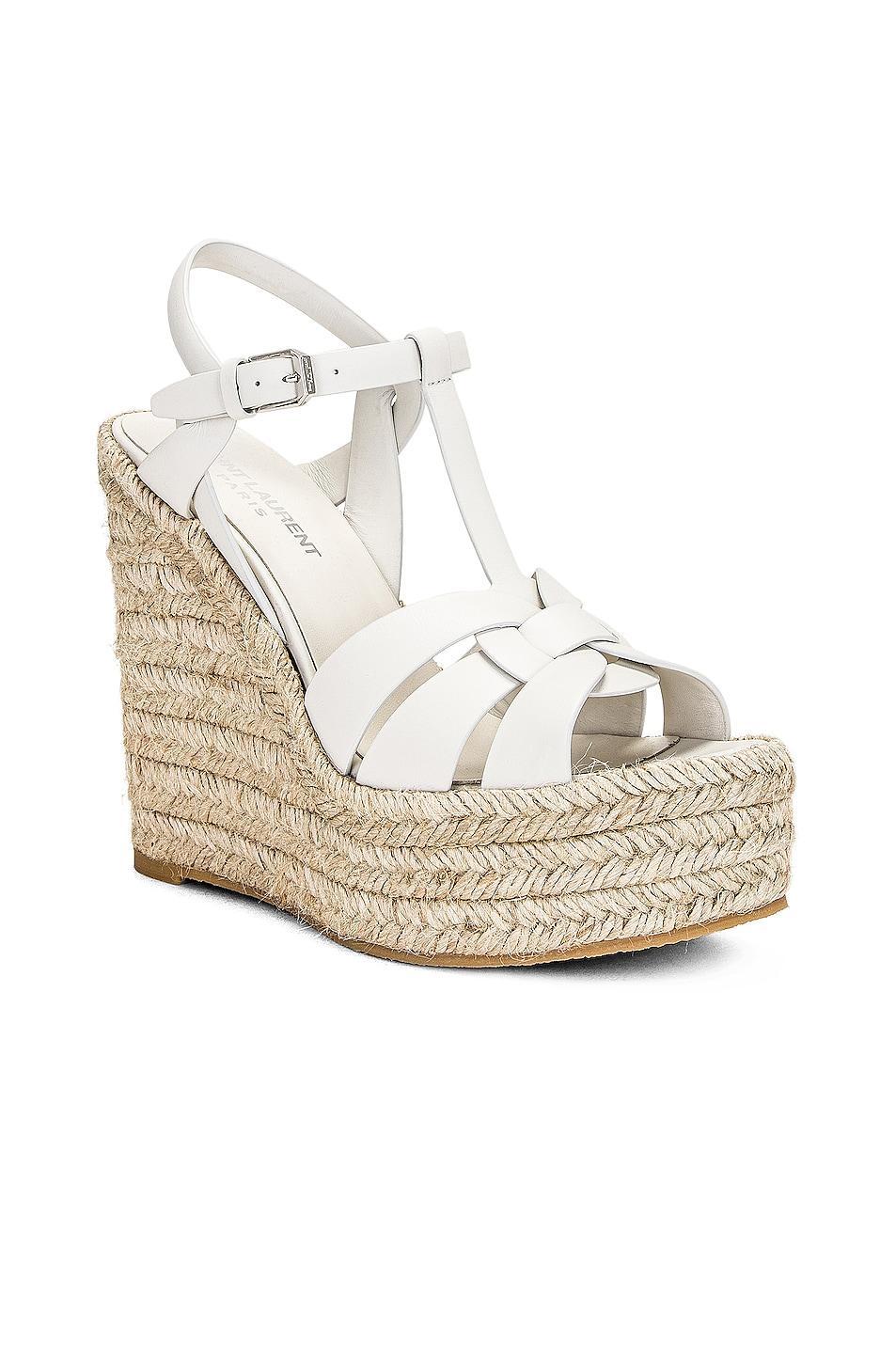 Saint Laurent Tribute Espadrille Wedge in Cream Product Image