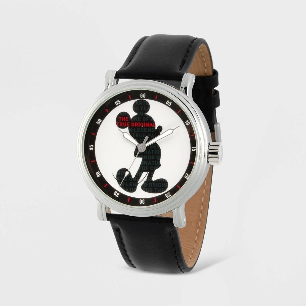 Disneys Mickey Mouse Mens Silver Vintage Alloy Watch Black Product Image