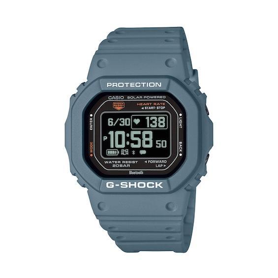 Men's Casio G-Shock Solar Powered Digital Blue Resin Strap Watch with Octagonal Black Dial (Model: Dwh5600-2) Product Image