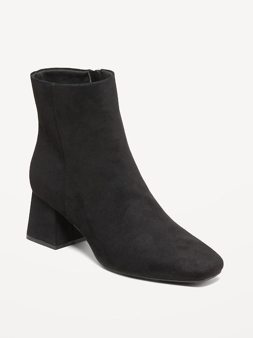 Faux Suede Square Toe Boots Product Image