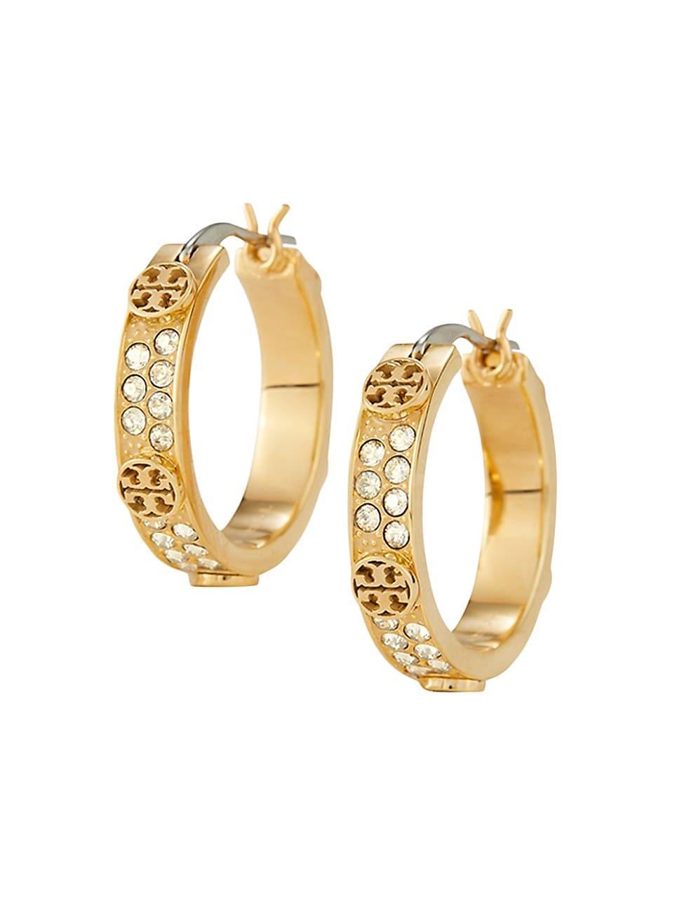 Tory Burch Small Miller Crystal Hoop Earrings Product Image