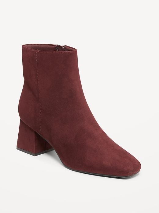 Faux Suede Square Toe Boots Product Image