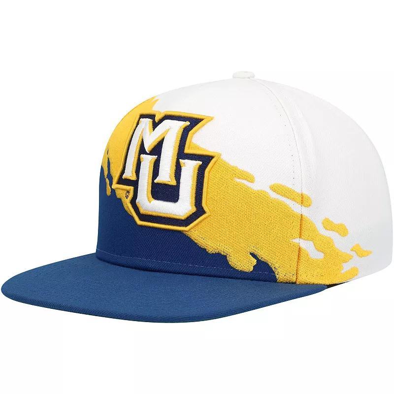 Mens Mitchell & Ness Navy/White Marquette Golden Eagles Paintbrush Snapback Hat, Mrq Blue Product Image