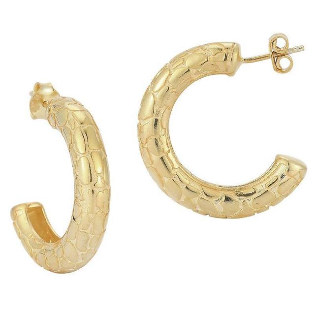 Sunkissed Sterling 14k Gold Over Snakeskin Textured Hoop Earrings, Womens, Yellow Gold Tone Product Image