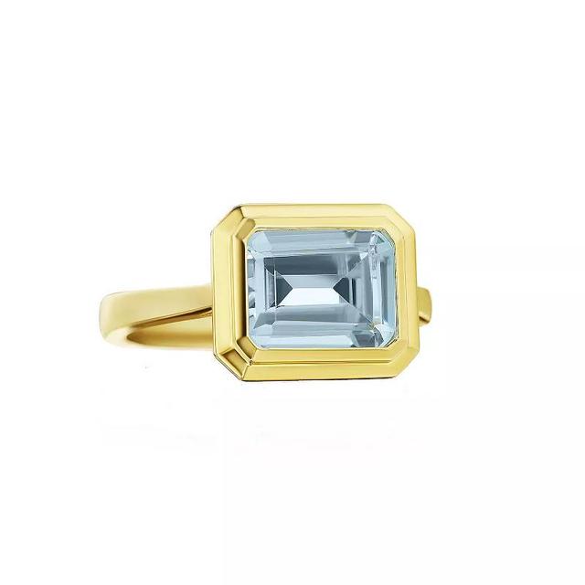 Sterling Silver Blue Topaz Deco Ring, Womens Gold Tone Product Image