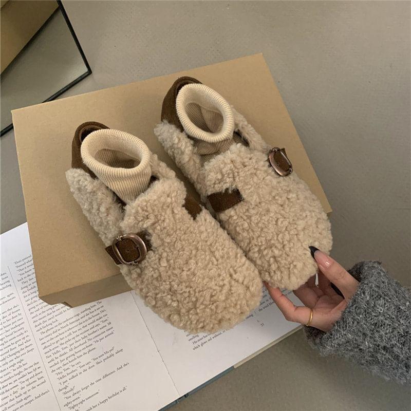 Buckled Fleece Loafers Product Image