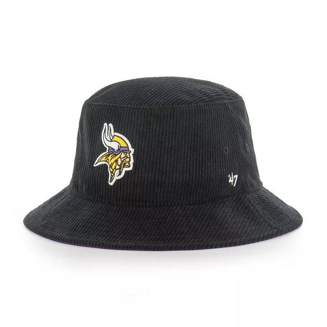 Mens 47 Brand Black Minnesota Vikings Thick Cord Bucket Hat Product Image