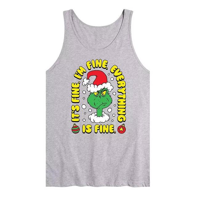 Mens Dr. Seuss The Grinch Everything Is Fine Graphic Tank Top Grey Gray Product Image