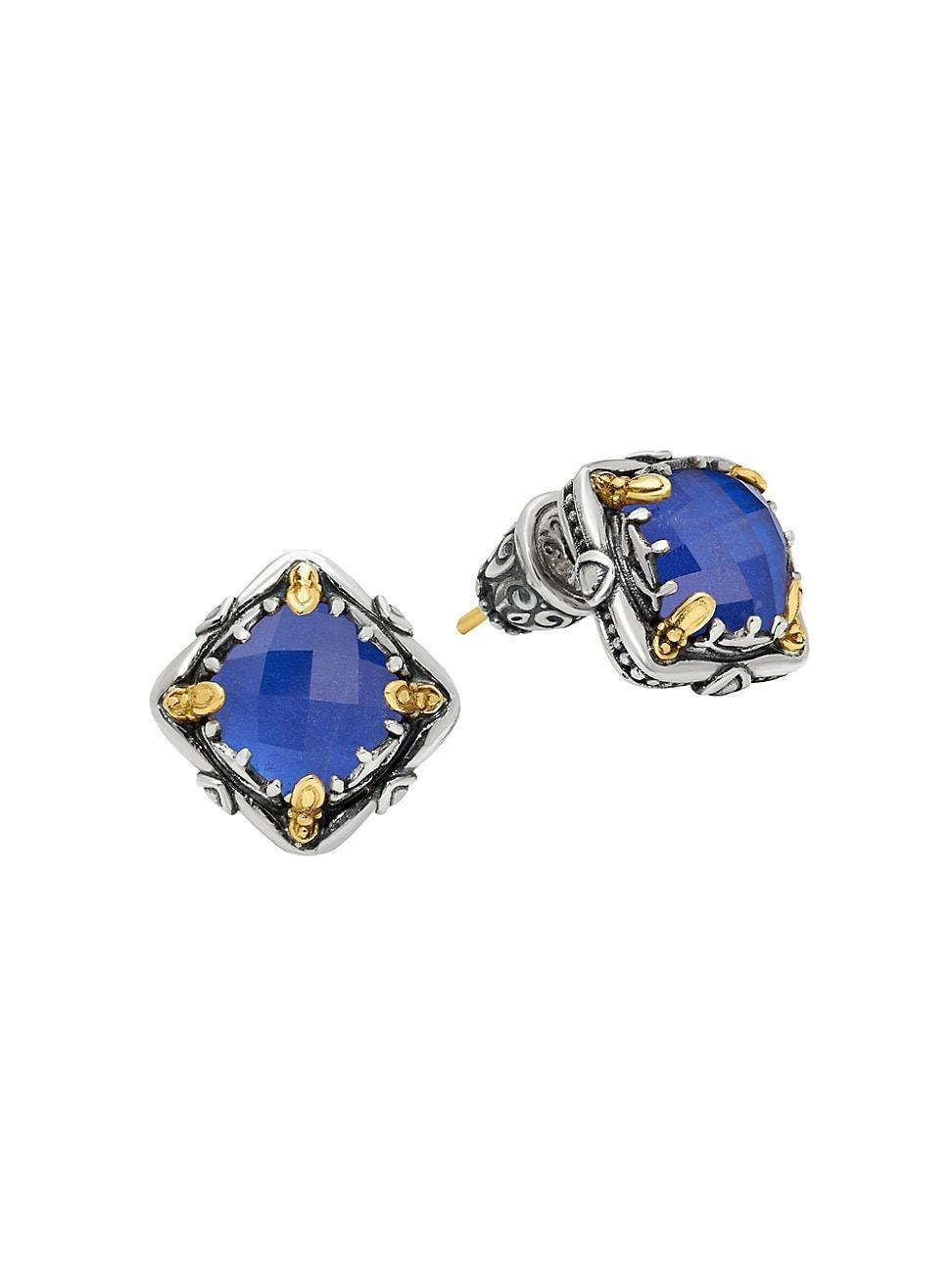 Womens Gen K 18K Gold, Sterling Silver & Sodalite Stud Earrings Product Image