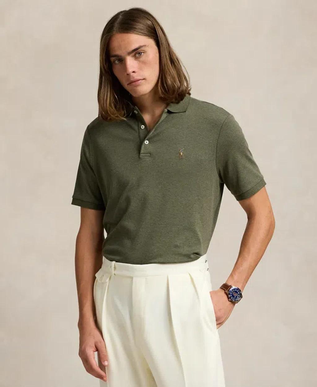 POLO RALPH LAUREN Classic Fit Soft Cotton Polo Shirt In Srv Grn Ht Product Image