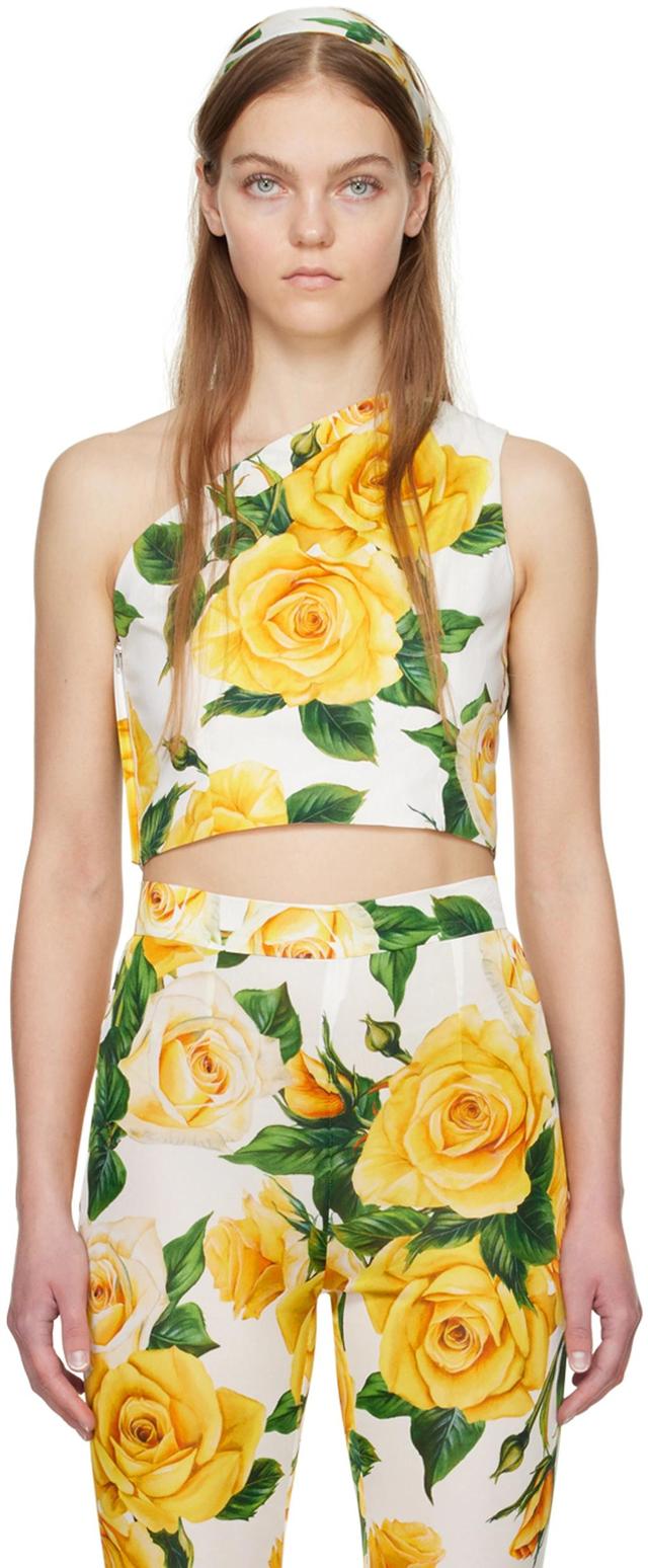 White & Yellow Floral Top In Ha3vo Rose Gialle Product Image