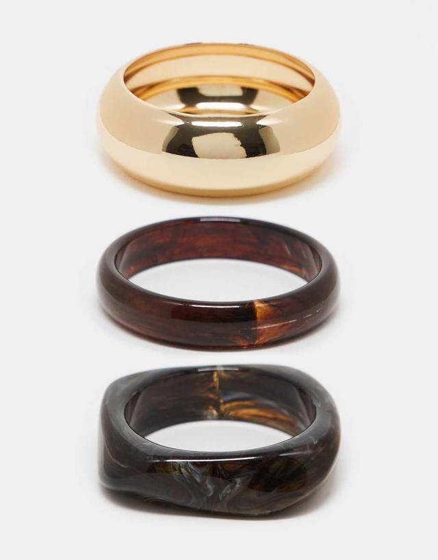 ASOS DESIGN Limited Edition pack of 3 bangles with resin and metal detail in multi Product Image