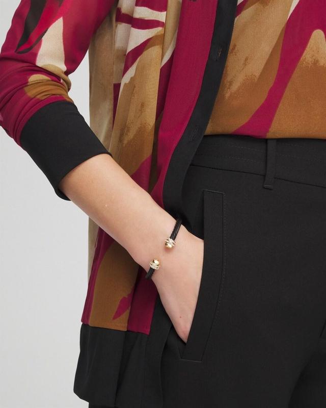 Black & Gold Tone Flex Cuff Bracelet Product Image