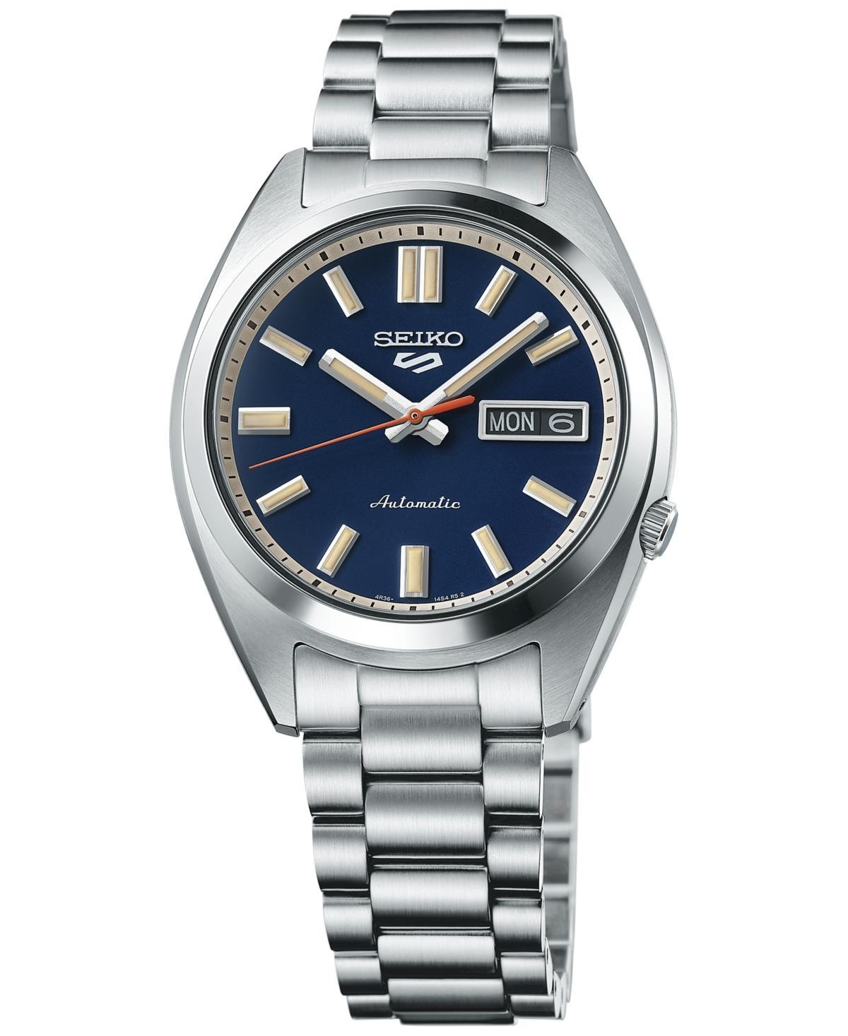 Seiko Mens Automatic 5 Sports Midsize Stainless Steel Bracelet Watch 37mm - Blue Product Image