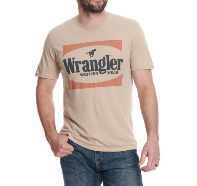 Wrangler® Men's S/S Tan Heather Logo T-Shirt Product Image