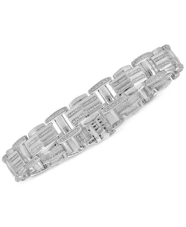 Mens Diamond Bracelet (1/2 ct. t.w.) in Sterling Silver Product Image