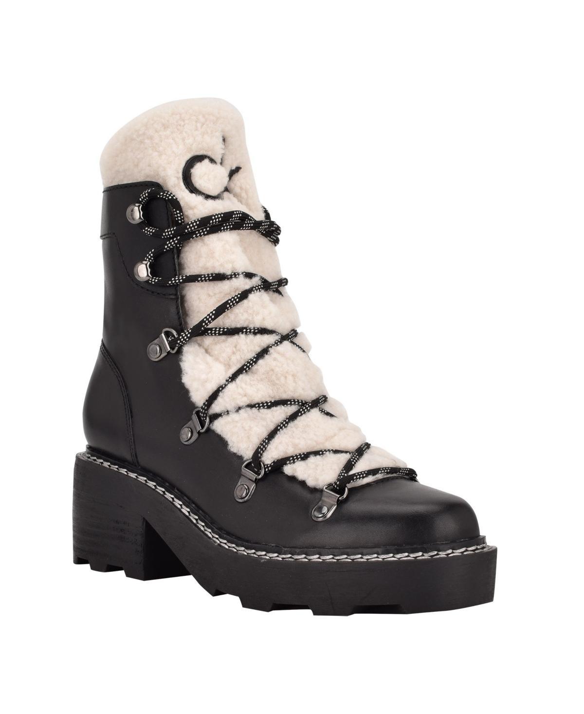 Calvin Klein Womens Alaina Heeled Lace Up Cozy Lug Sole Winter Cold Weather Boots Product Image