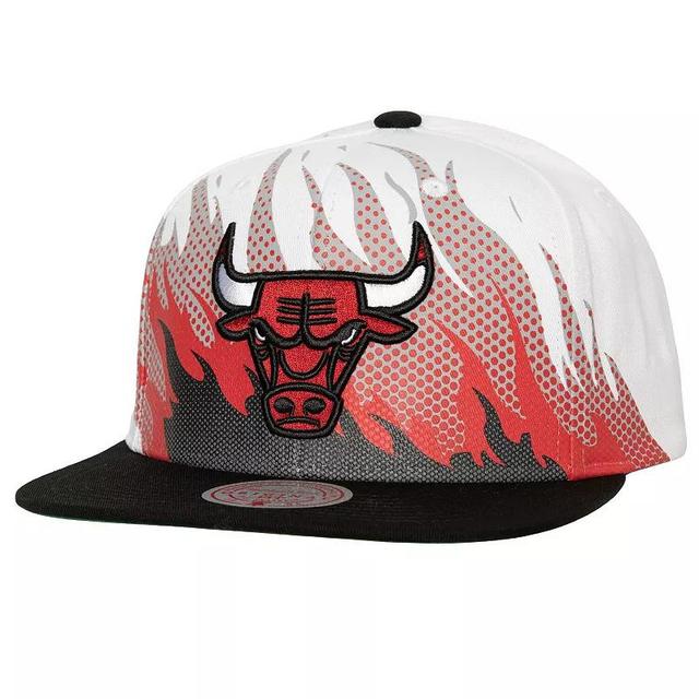 Mens Mitchell & Ness White Chicago Bulls Hot Fire Snapback Hat Product Image