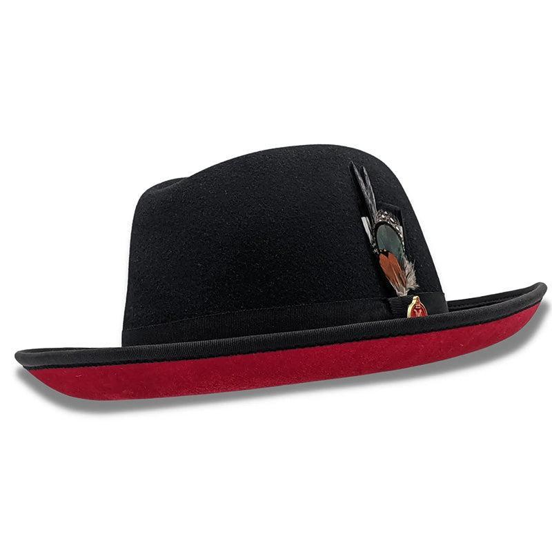 Black 2 ¾" Brim Red Bottom Wool Felt Dress Hat Product Image