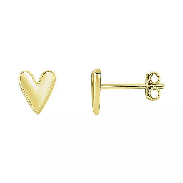 PRIMROSE Sterling Silver Polished Heart Stud Earrings, Womens, Gold Tone Product Image