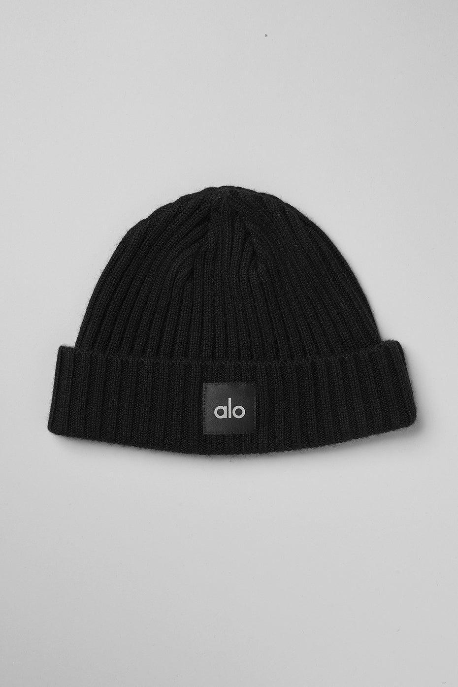 Cashmere Blend Rib Beanie - Black Unisex Product Image