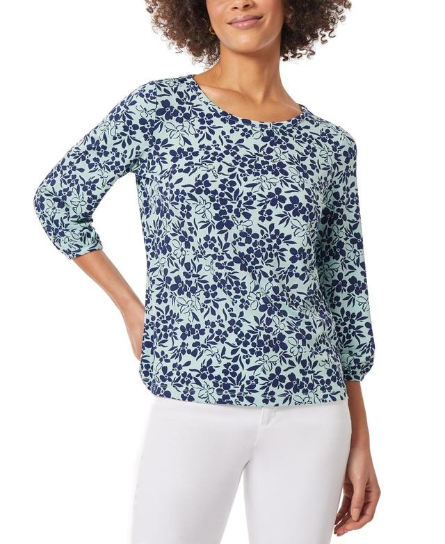 Women's Printed Moss Crepe 3/4-Sleeve Top Product Image