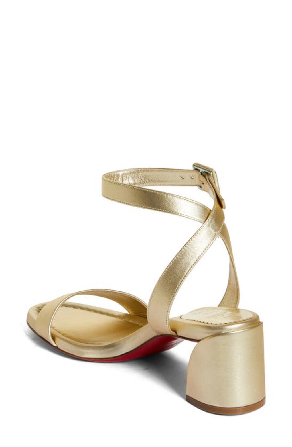 CHRISTIAN LOUBOUTIN Miss Sabina Metallic Red Sole Ankle-strap Sandals In Gold Product Image