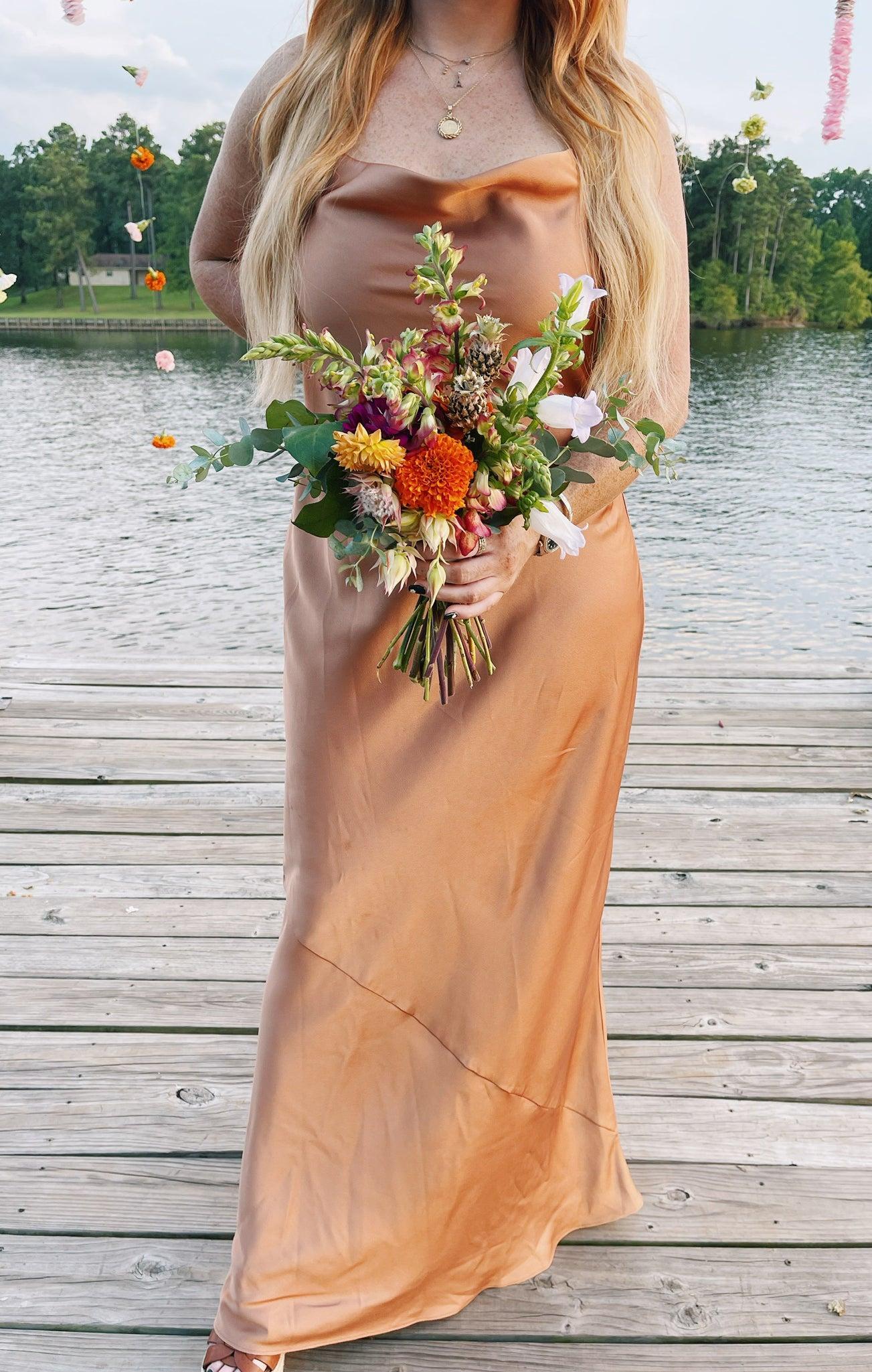 Tuscany Maxi Slip Dress ~ Copper Luxe Satin Product Image