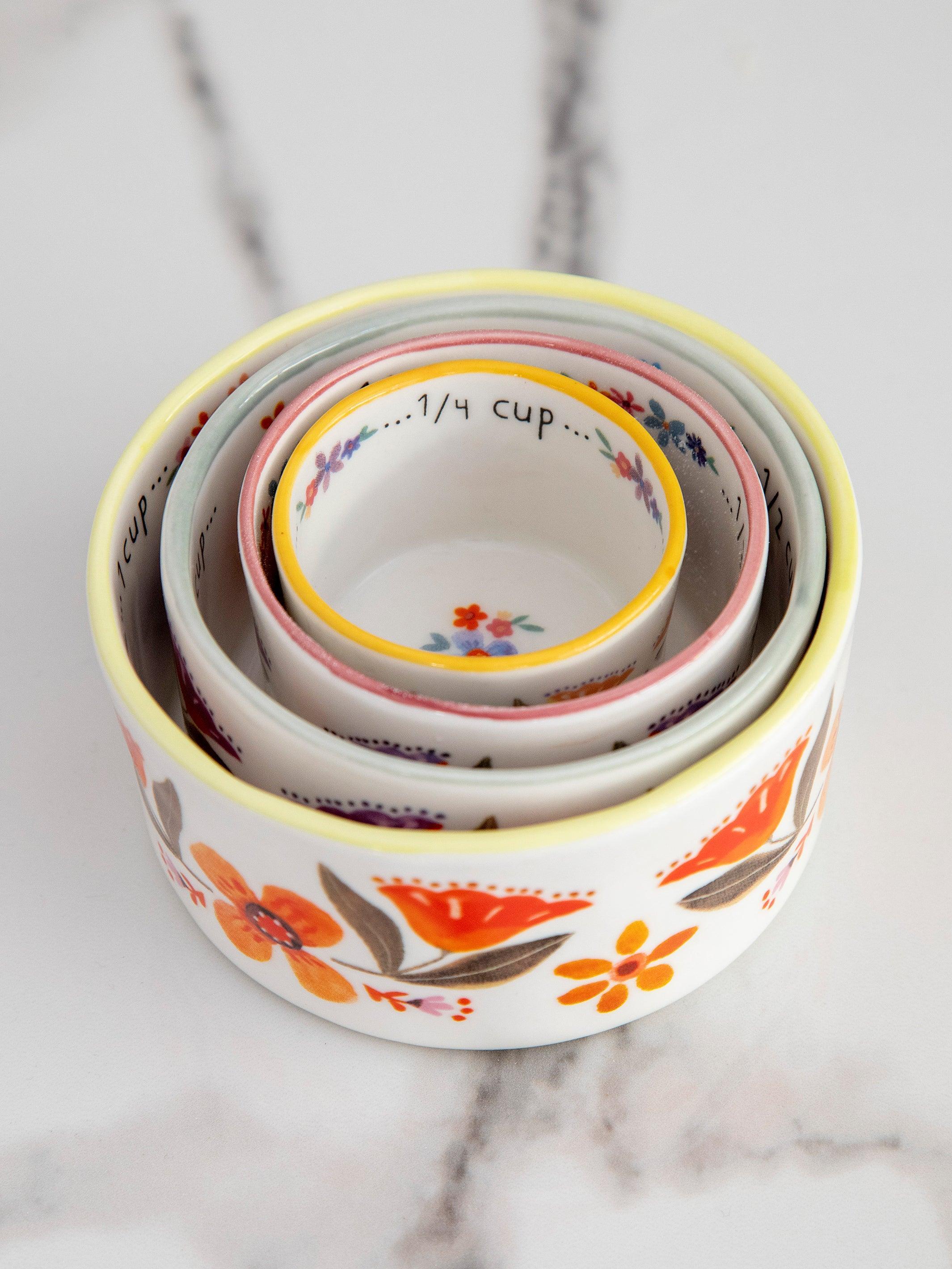 Ceramic Nesting Measuring Cups - Rainbow Floral Product Image