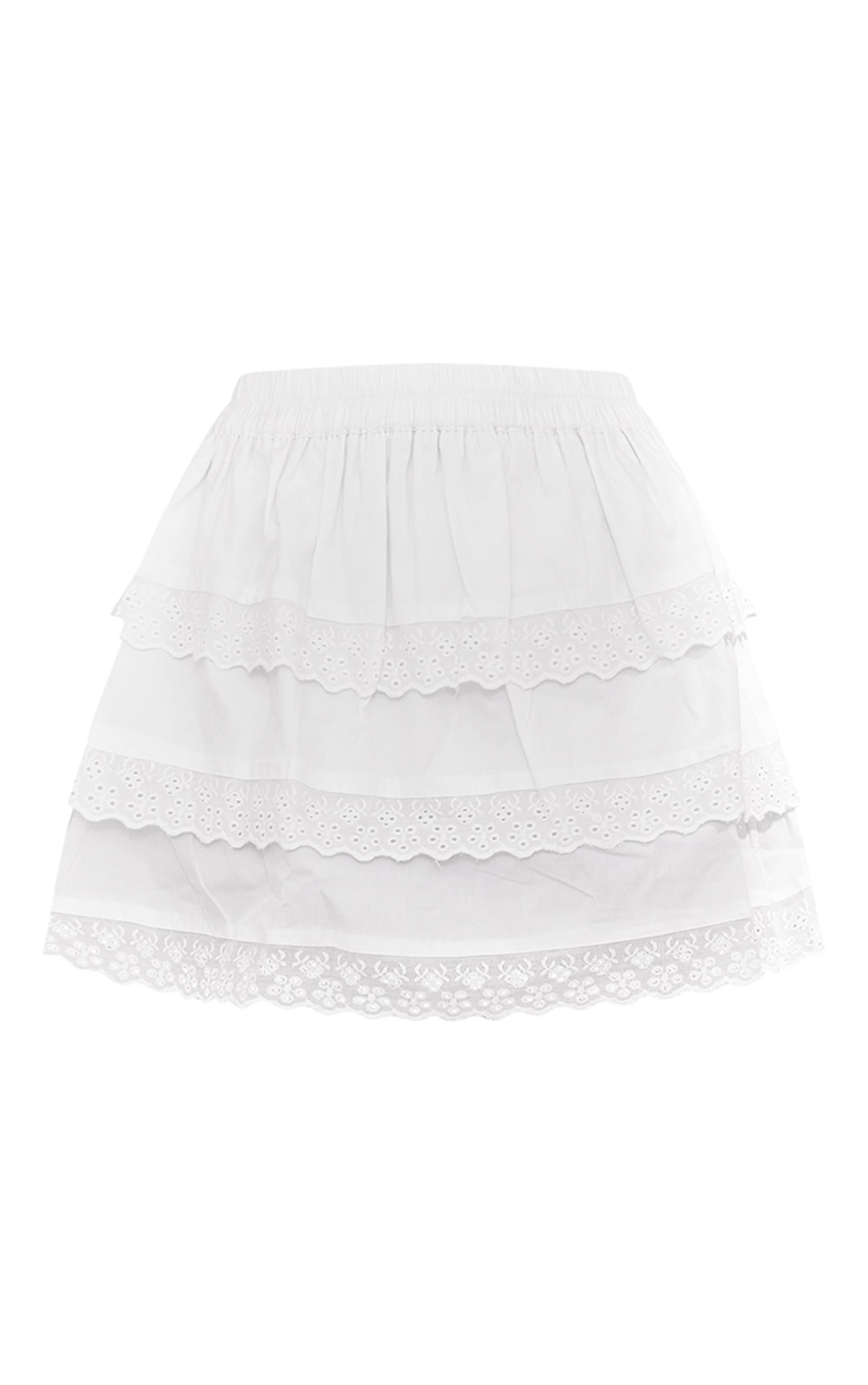 White Tiered Frill Mini Skirt Product Image