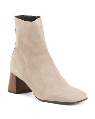 Suede Zoan Block Heel Booties for Women Product Image