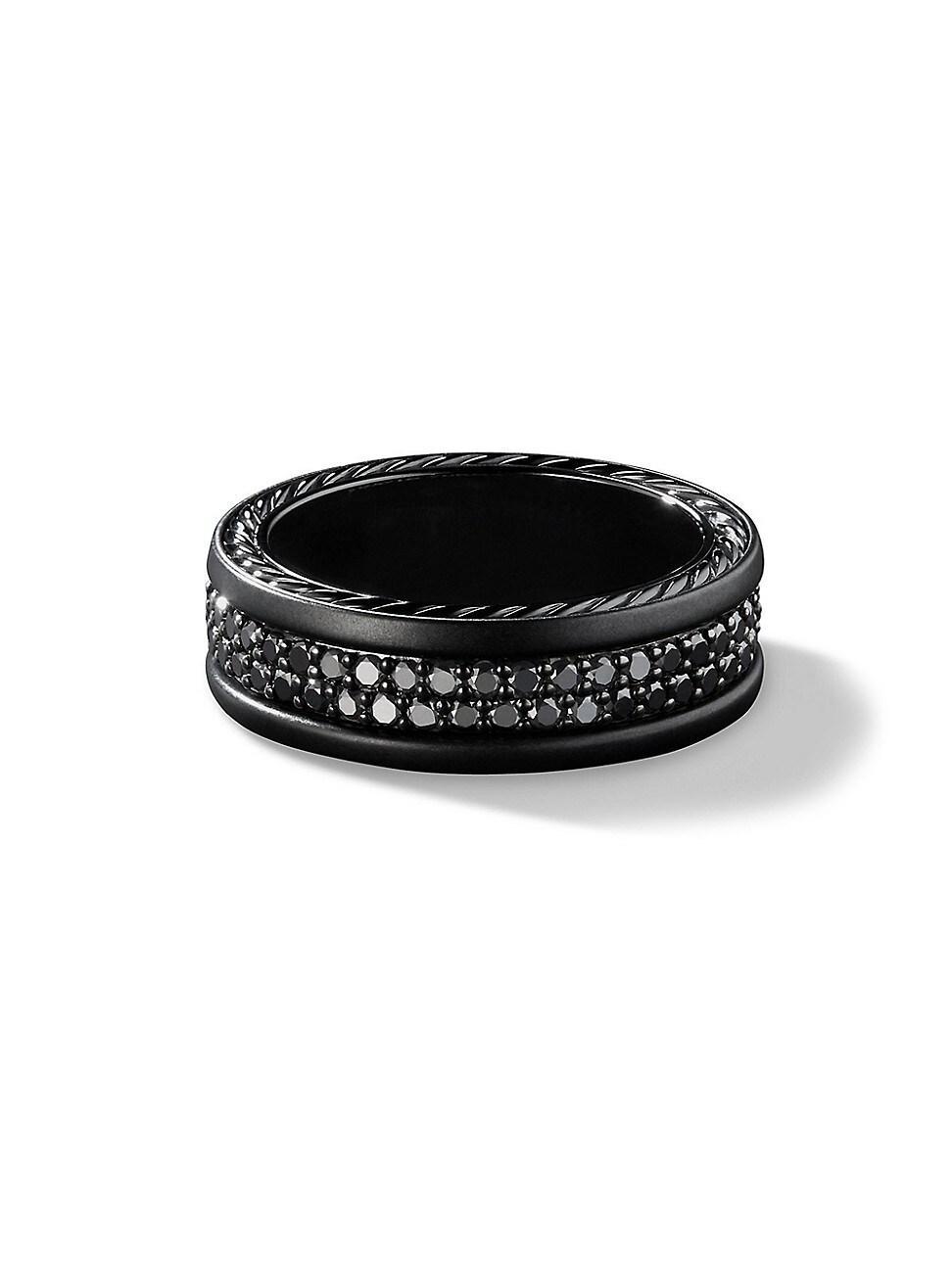 Mens Streamline Two Row Band Ring in Black Titanium, 6.5MM Product Image