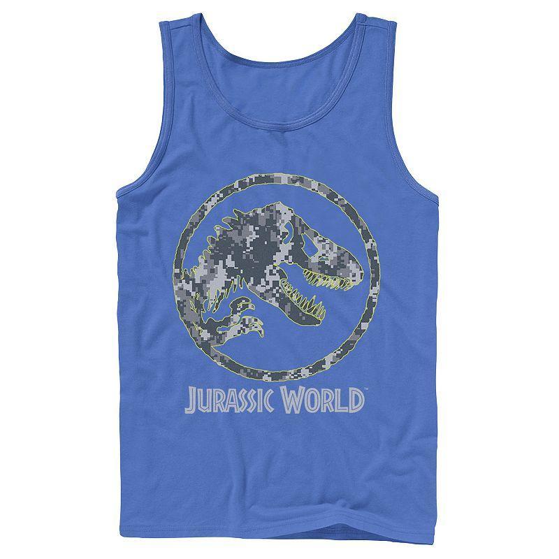 Mens Jurassic World Camouflage Yellow Outline Fossil Coin Logo Tank Top Product Image