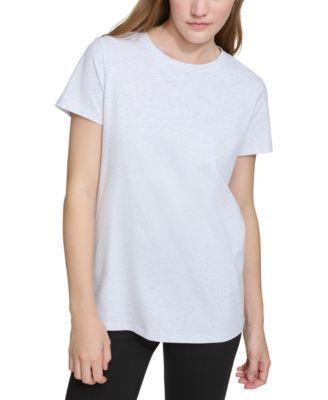 Calvin Klein Womens Cotton Embroidered-Logo Crewneck Tee Product Image