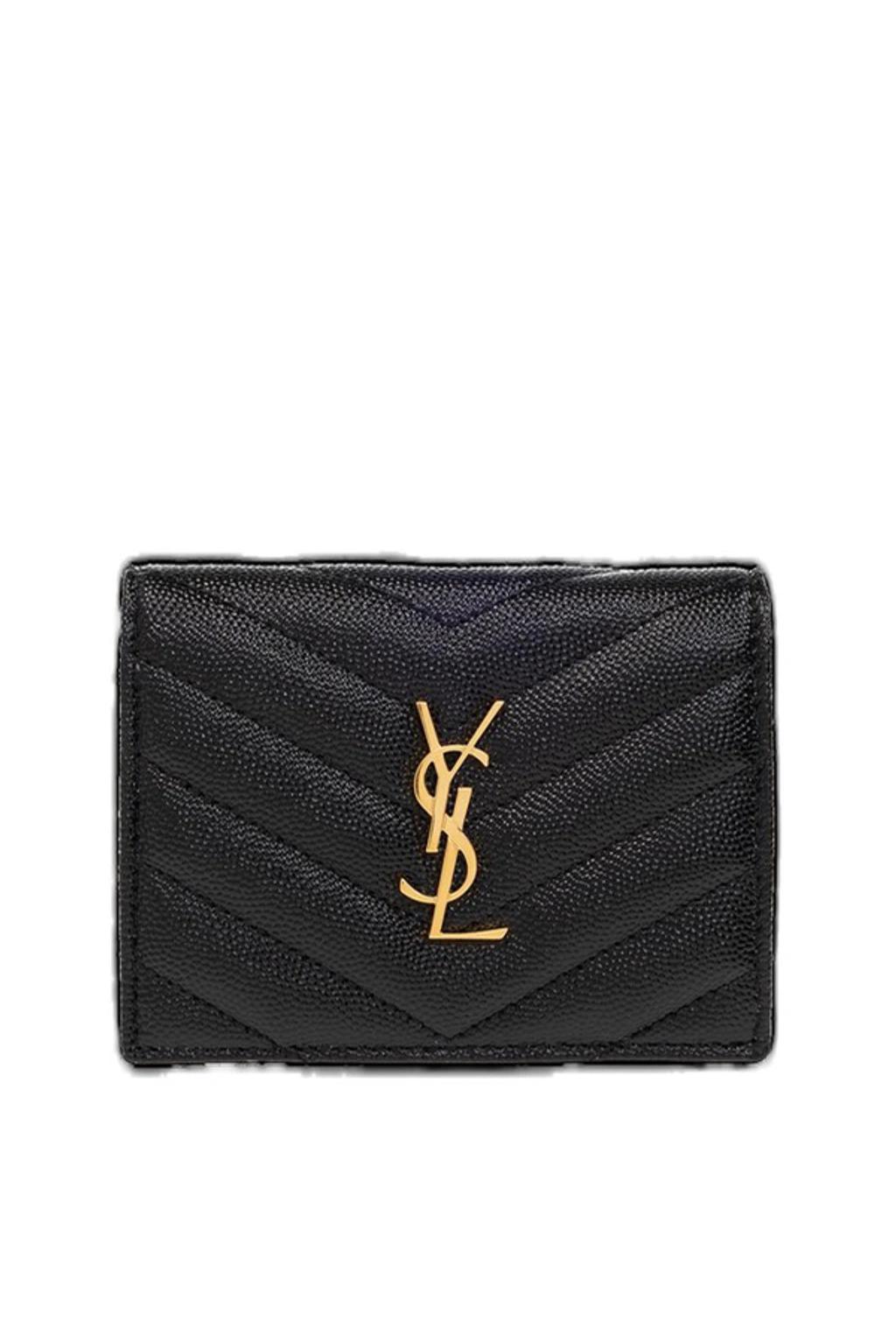 Logo Plaque Quilted Wallet In Black Product Image