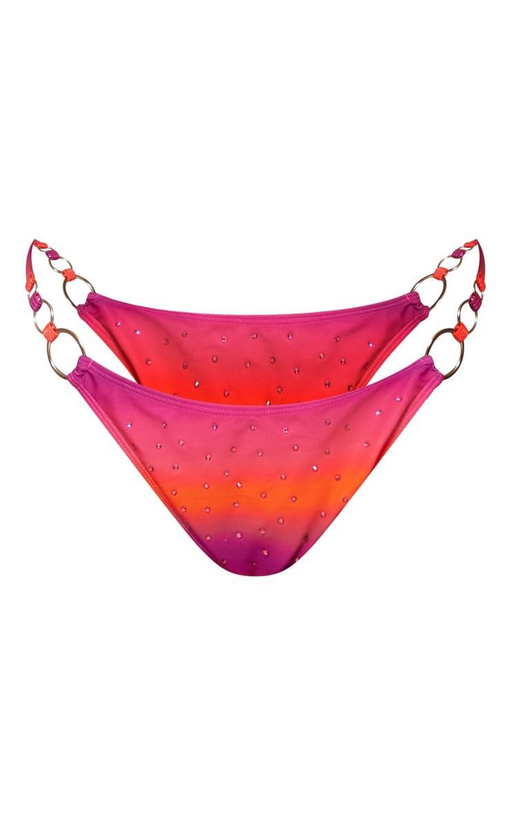 Plus Purple Ombre Diamante O Ring Tie Side Bikini Bottoms Product Image