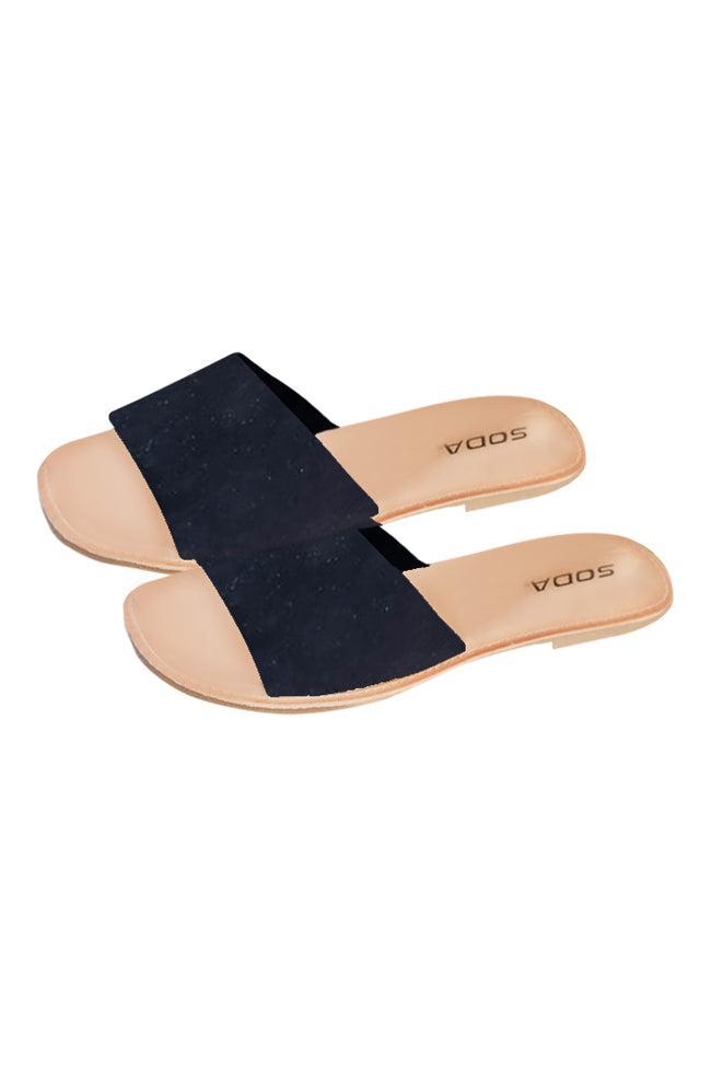 Jayne Slip On Single Strap Black Sandals FINAL SALE Product Image