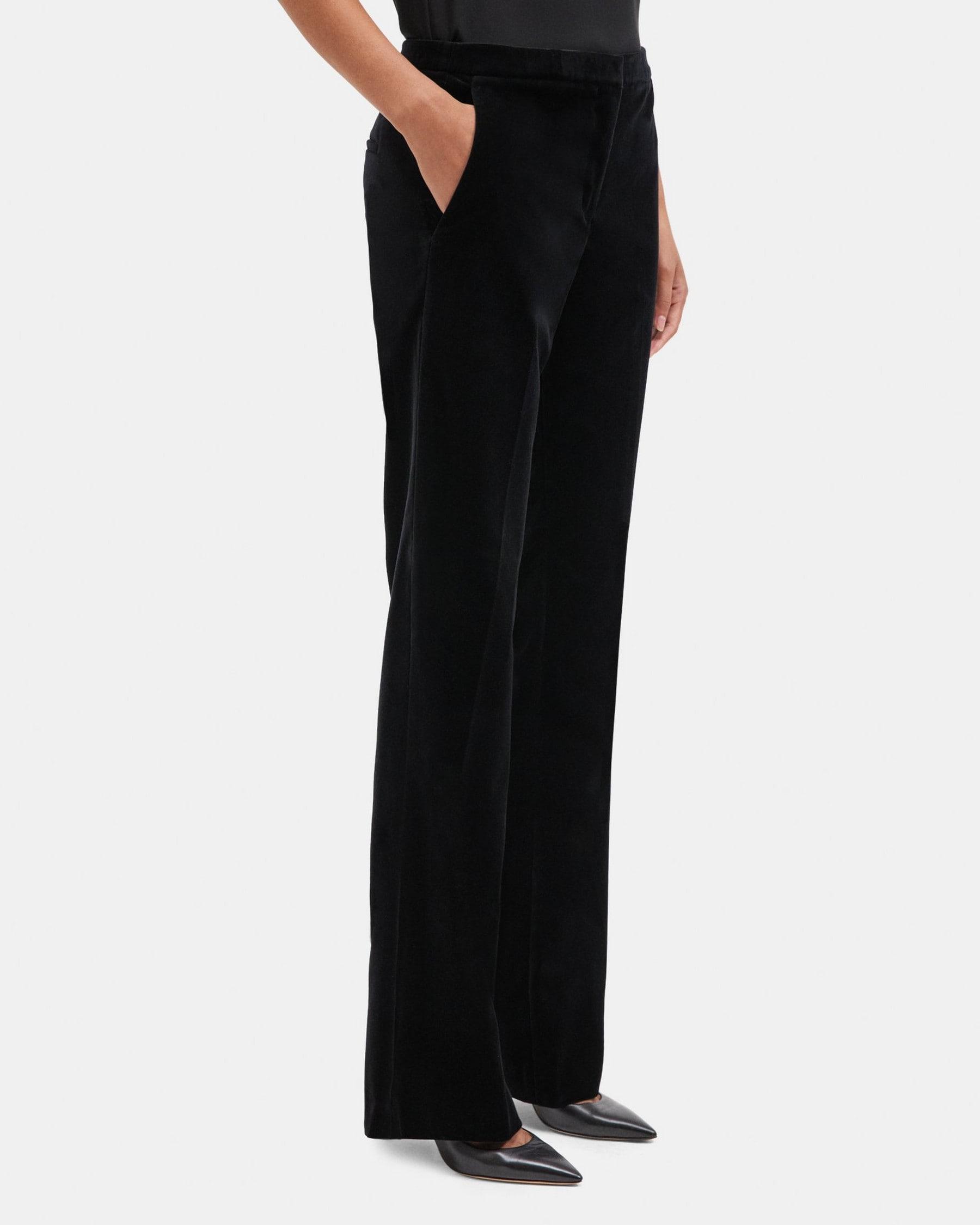 Flared High-Waist Pant in Stretch Velvet Product Image