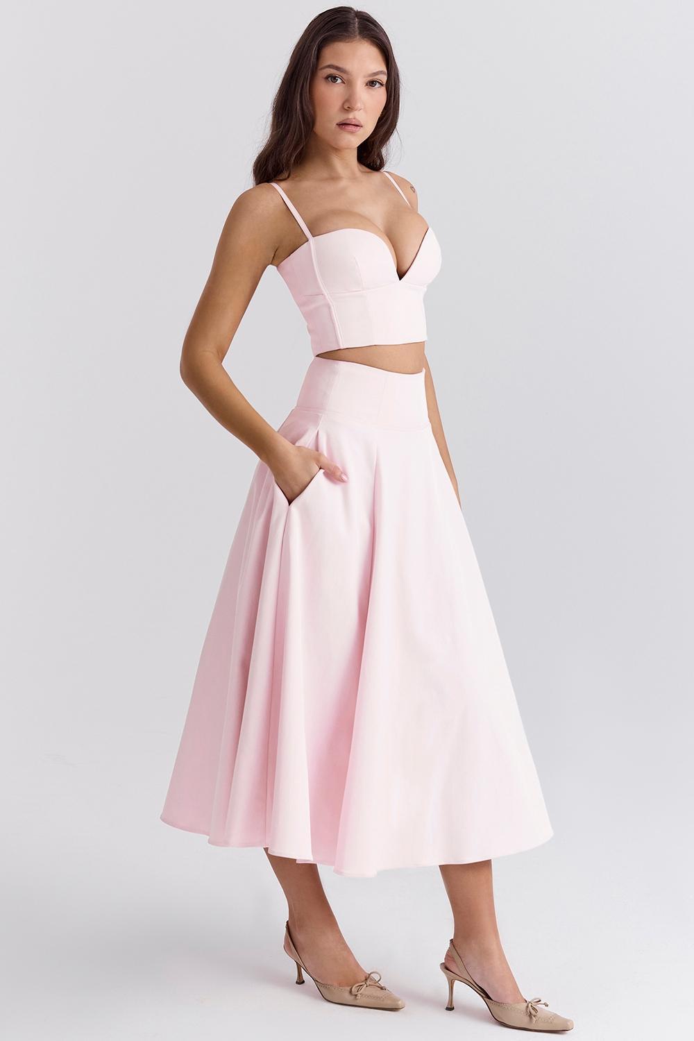 Rita Ballerina Pink A-Line Midi Skirt Product Image