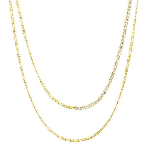 Paige Harper 14k Gold Over Recycled Brass with Cubic Zirconia Figaro Layered Chain Necklace, Womens Gold Tone Product Image