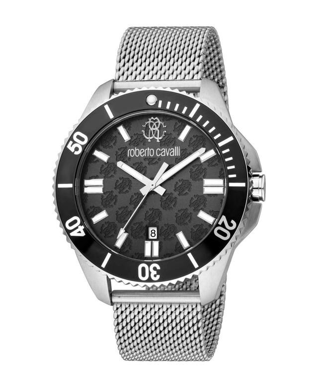 Roberto Cavalli Mens Quartz Silver-tone Stainless Steel Watch 44mm - Silver Product Image