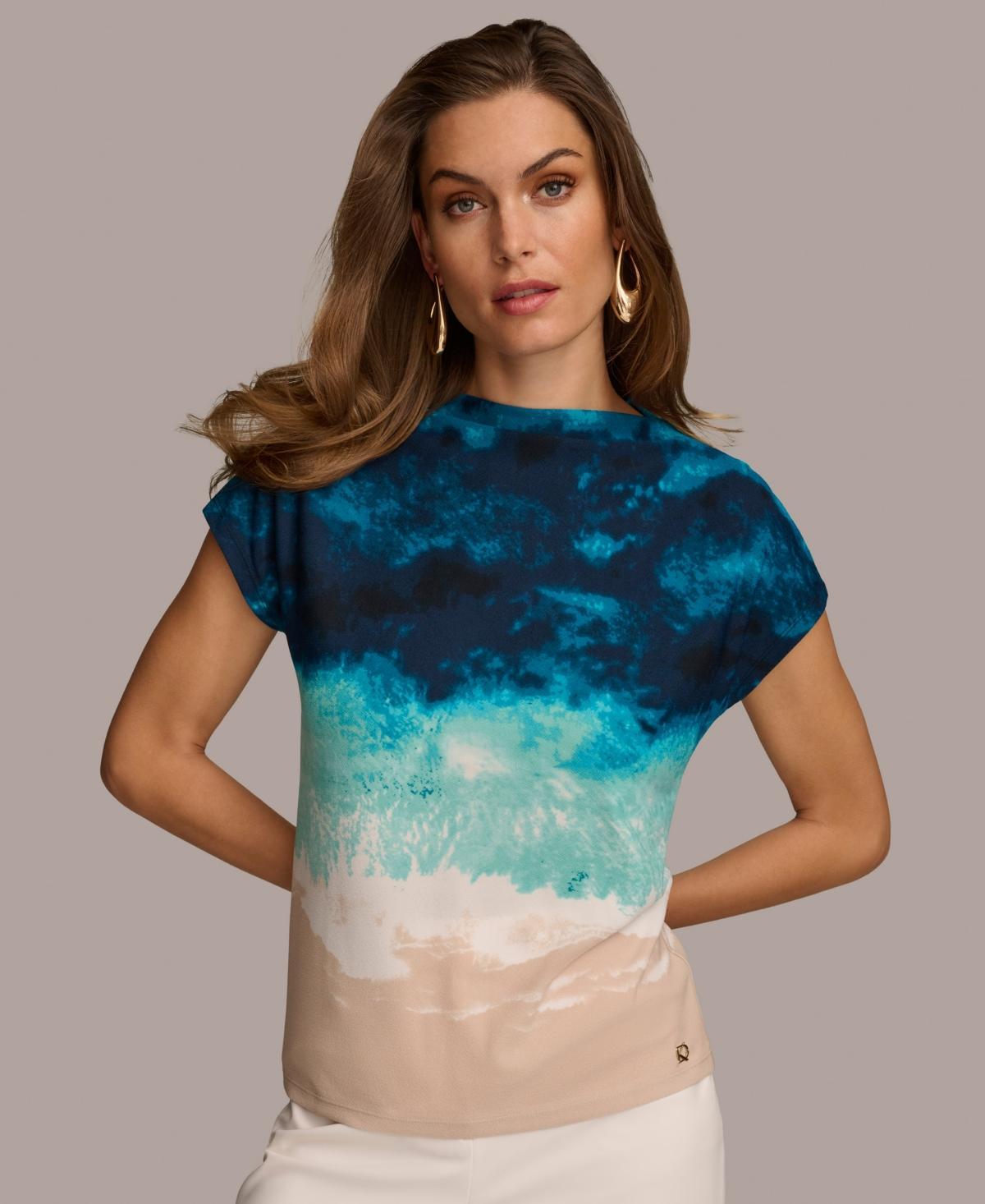 Donna Karan Womens Printed Short-Sleeve Top product image