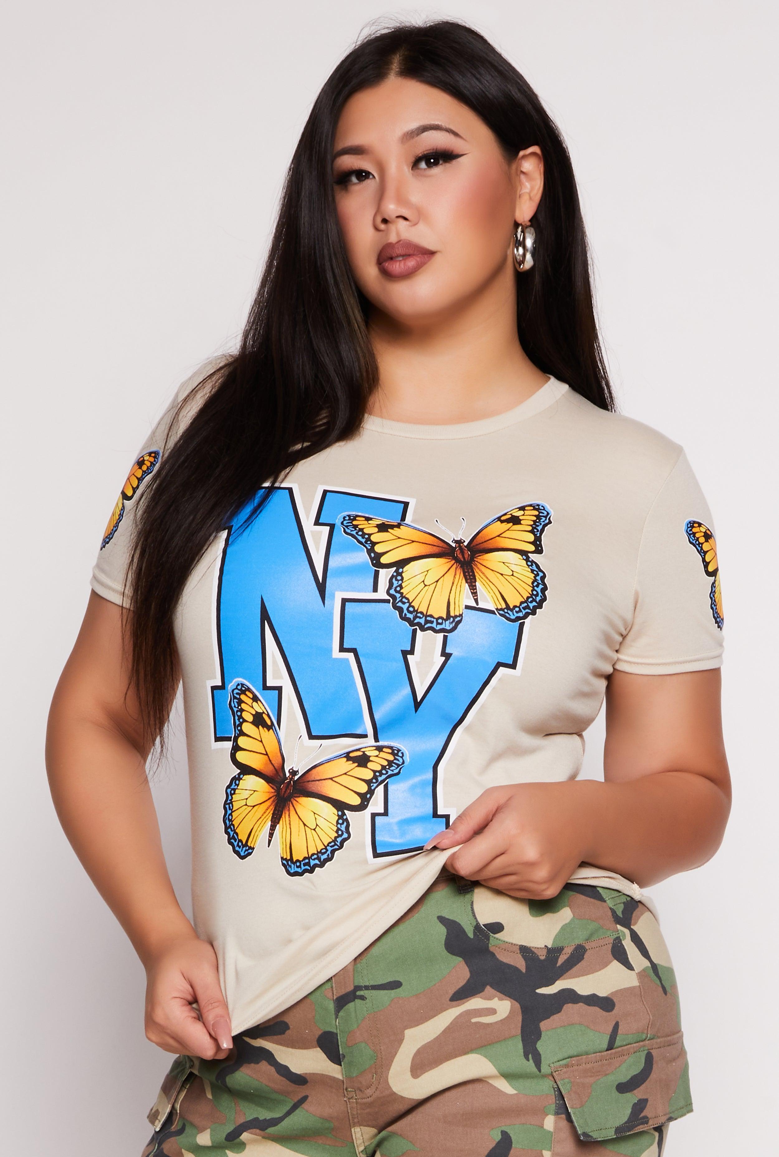 Womens Plus Size NY Butterfly Tee Product Image