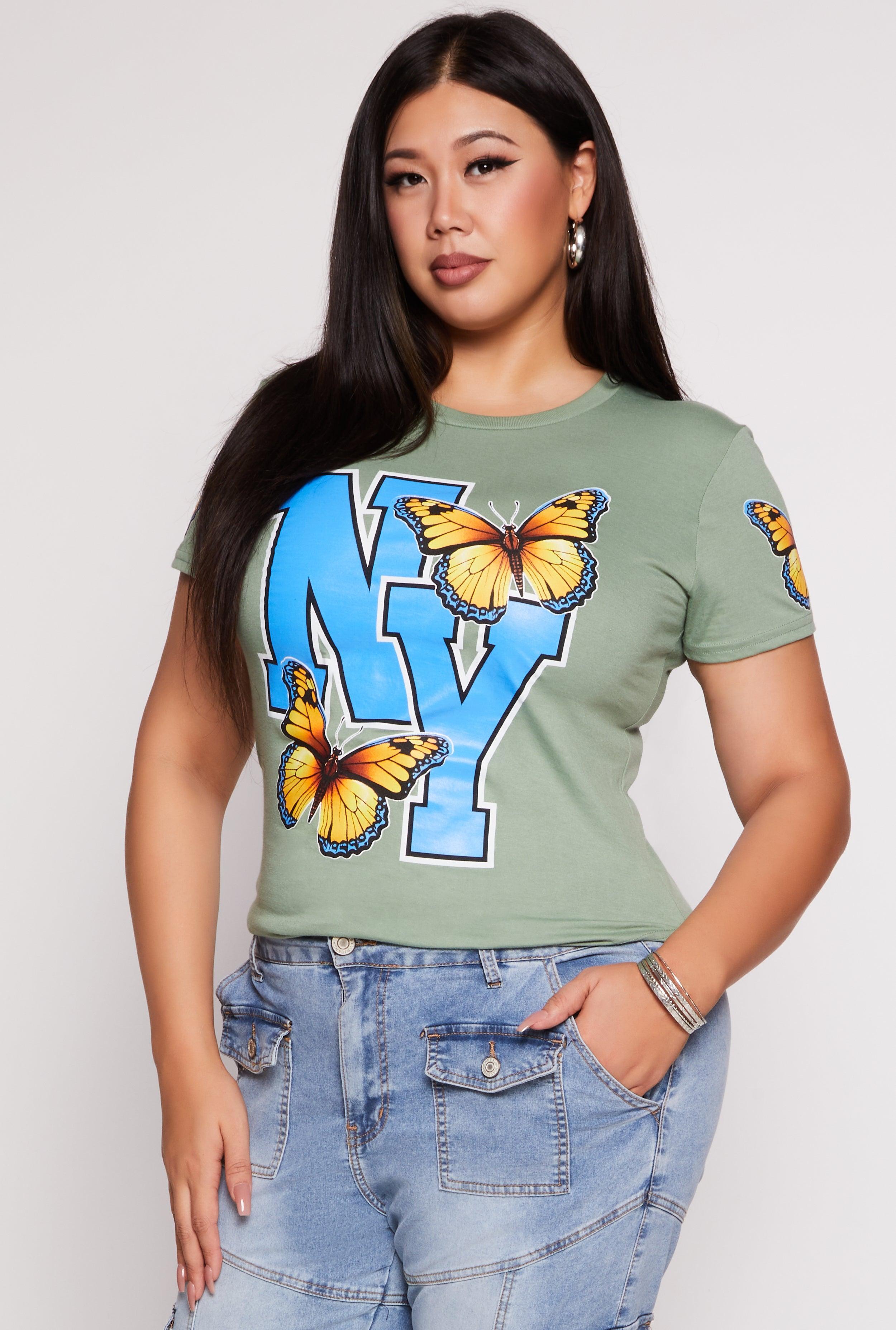 Womens Plus Size NY Butterfly Tee Product Image