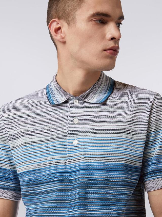 Short-sleeved polo shirt in slub cotton piqué Multicoloured | Missoni Product Image